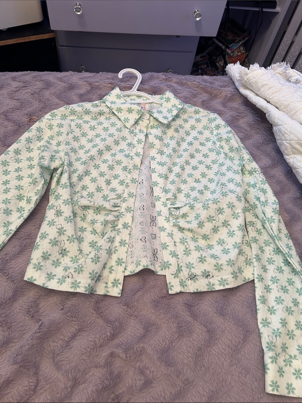 Women’s Floral Print Green Cropped Jacket